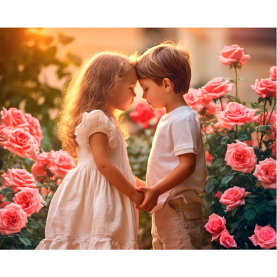 Алмазная мозаика Детская любовь 40 х 50 см с частичным заполнением Рыжий кот НД-0598 1